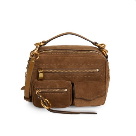 Rebecca Minkoff Jett Boxy Brown Suede Crossbody - Picture 1 of 7